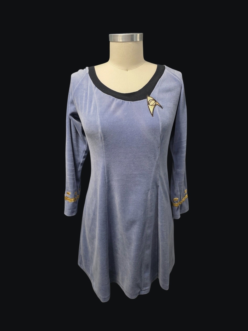 Starfleet-Inspired Women's Velvet Dress in Light Blue